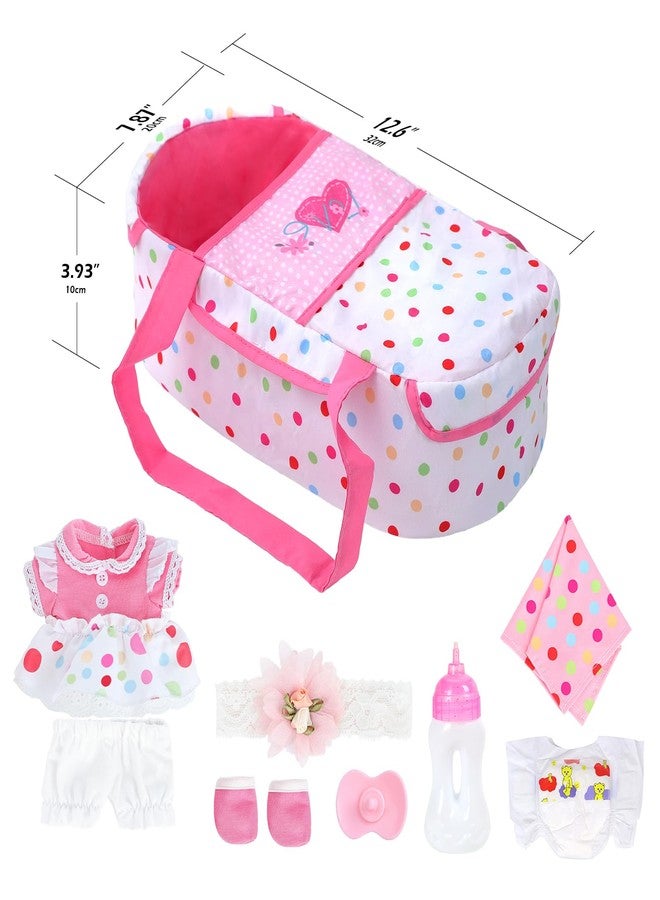 DONTNO 12 Inch Baby Doll with Bassinet Bed,Reborn Alive Doll Includes Clothes and Accessories,Bottles,Nipple,Diaper,Burp Cloth,First Baby Dolls for Toddlers 36 Months and Up - Image 5